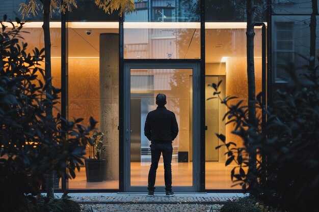 Foto un hombre de pie frente a la oficina