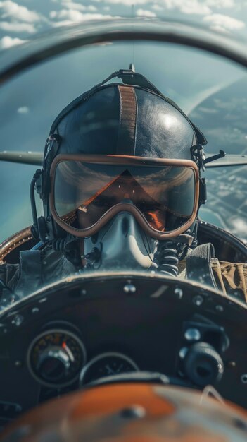 Foto un hombre pilota un avión de combate en el aire