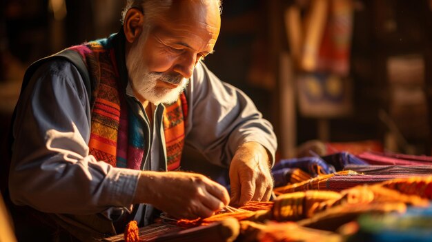 Un hombre pinta cuidadosamente dando vida a su obra maestra artística