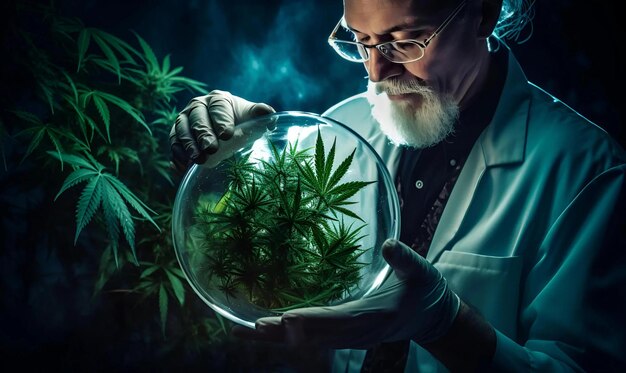 hombre plantando plantas de cannabis