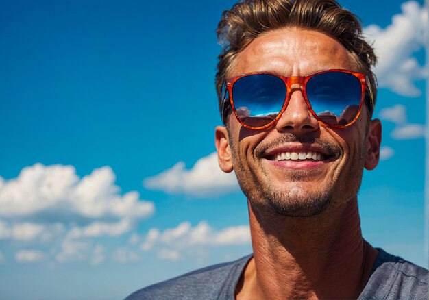 Hombre en la playa con gafas de sol