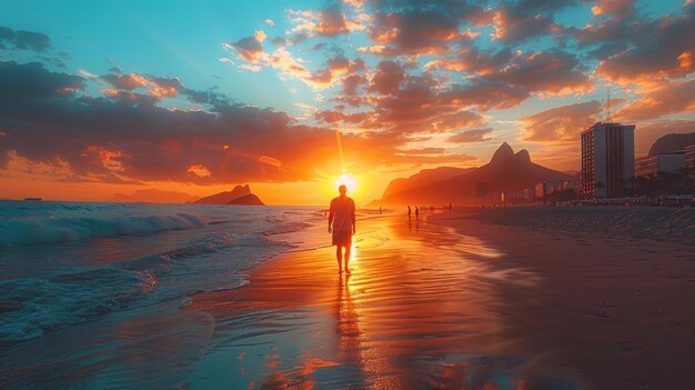 hombre en la playa de Río