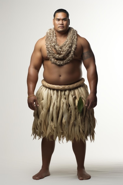 Hombre polinesio con ropa tradicional