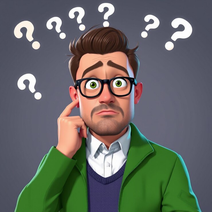 Foto hombre en pose confusa ilustración en 3d