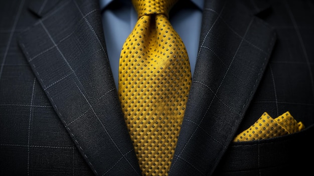 Foto hombre profesional con un traje y una corbata amarilla