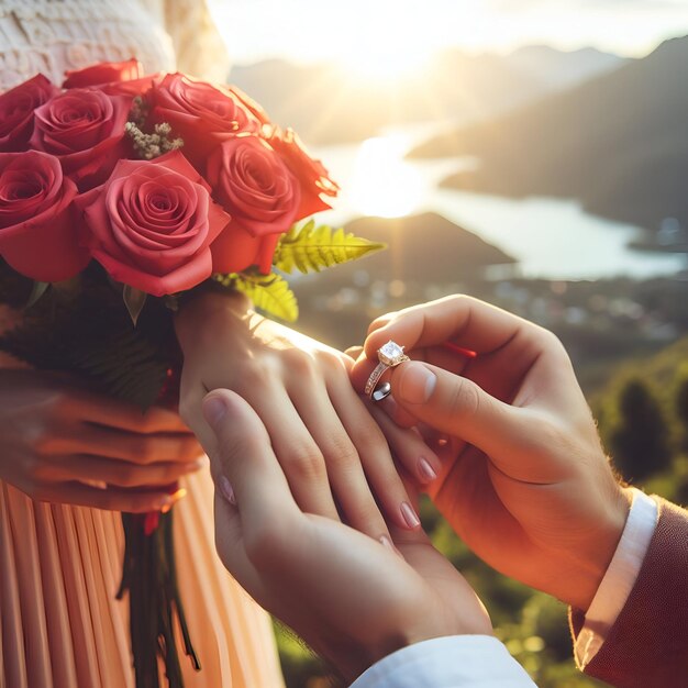 un hombre le propone a su pareja el día de San Valentín