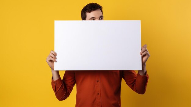 hombre que sostiene un cartel hoja de papel en blanco cartel mensaje piquete calle al aire libre