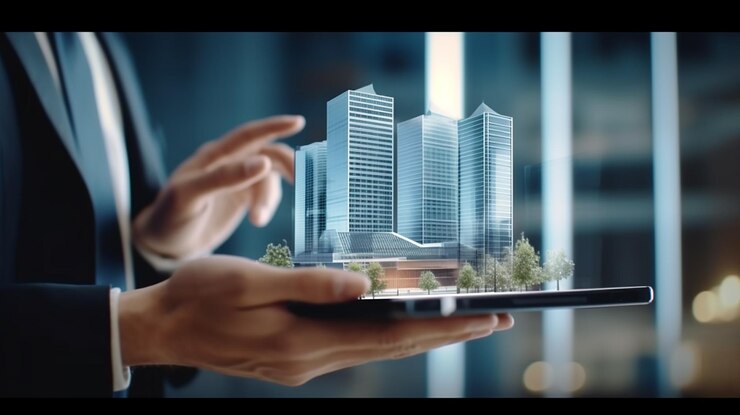 un hombre que usa una tableta digital y un instructor de construcción moderno hecho por IA generativa