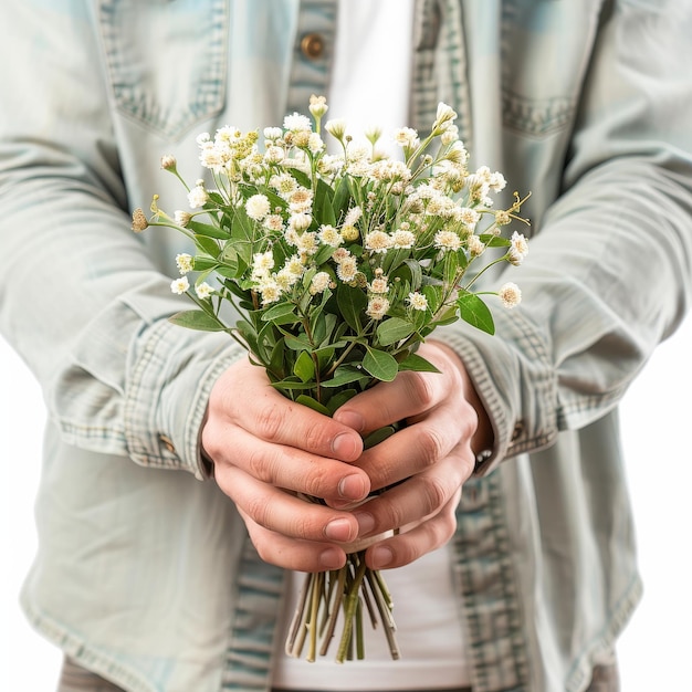 Hombre con un ramo de flores