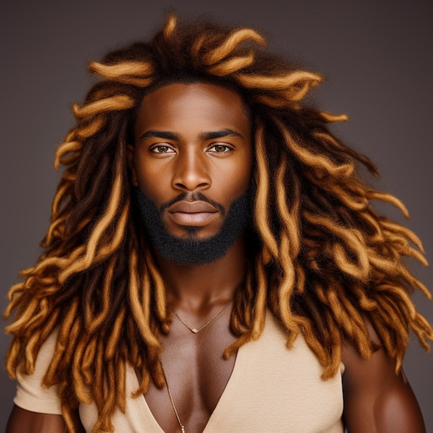 Un hombre con rastas y un collar.