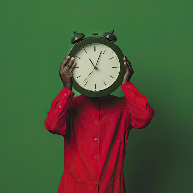 Foto un hombre con un reloj que dice la hora en la cara