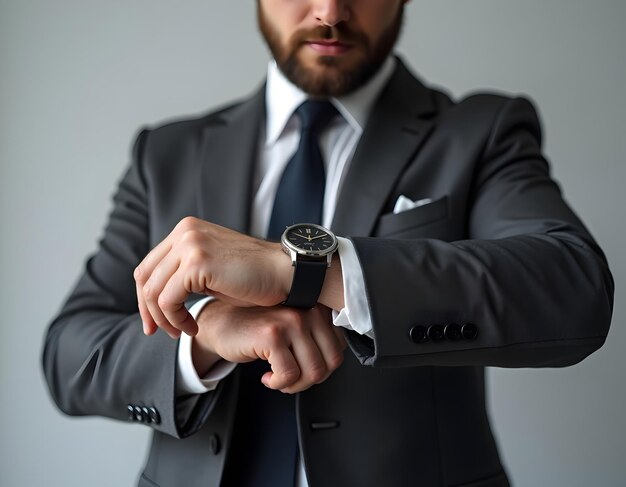 un hombre con un reloj que dice reloj