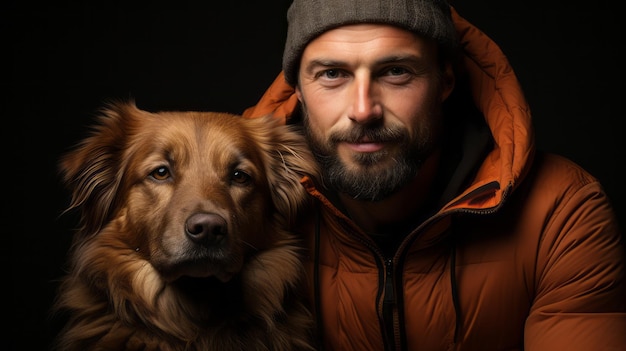 Hombre con retrato de perro