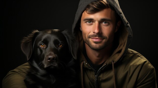 Hombre con retrato de perro