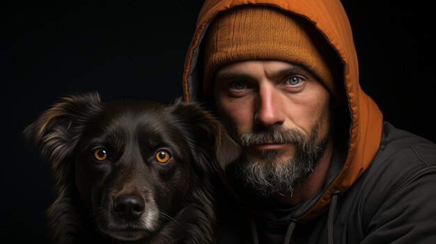 Hombre con retrato de perro