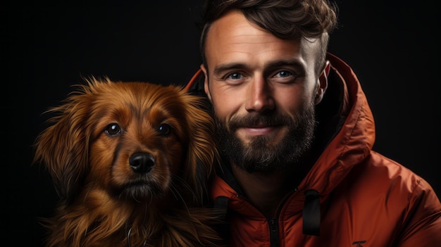 Hombre con retrato de perro