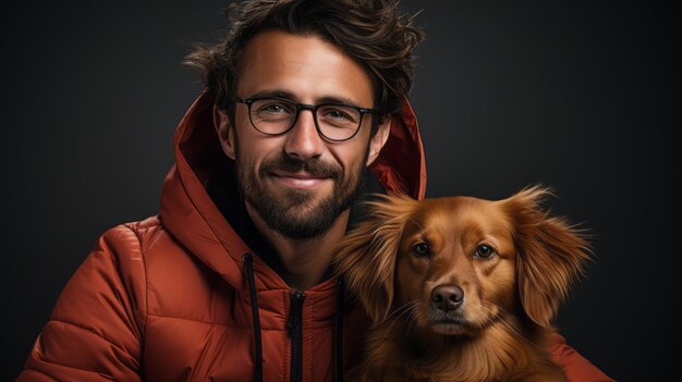 Hombre con retrato de perro