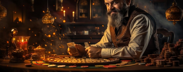 Un hombre rico está listo para comenzar un juego de casino juego de azar IA generativa