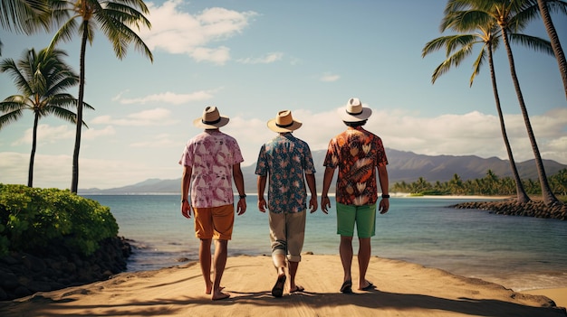 un hombre con ropa casual de pie mirando a la playa