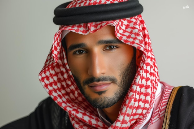 Foto hombre saudí con ghutra con agal