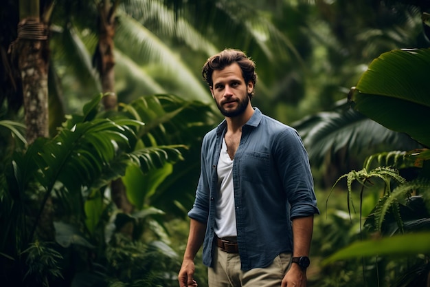 un hombre en la selva