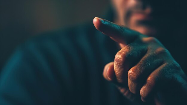 Foto hombre señalando con la mano