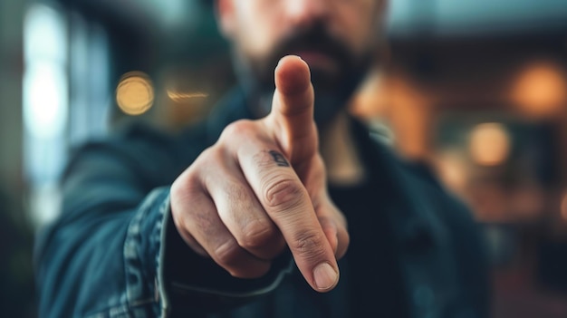 Foto hombre señalando con la mano