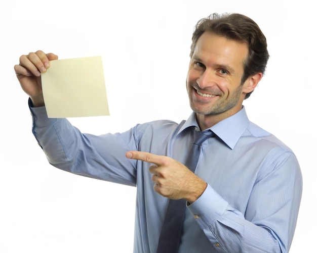 Foto un hombre señalando un memorando sobre el código de conducta de la oficina