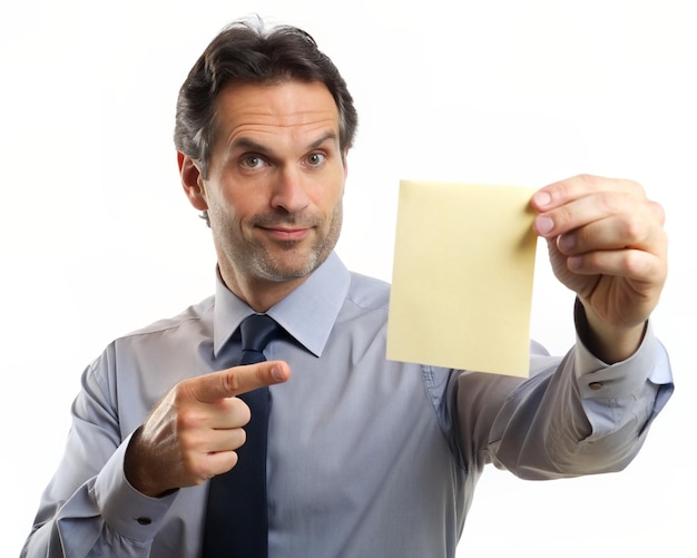 Foto un hombre señalando un memorando sobre la confidencialidad de la oficina
