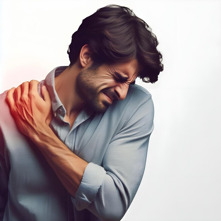 El hombre siente dolor y cansancio.