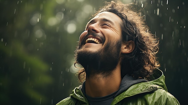 hombre solo en la fotografía de la lluvia