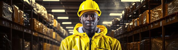 un hombre con un sombrero amarillo y una chaqueta