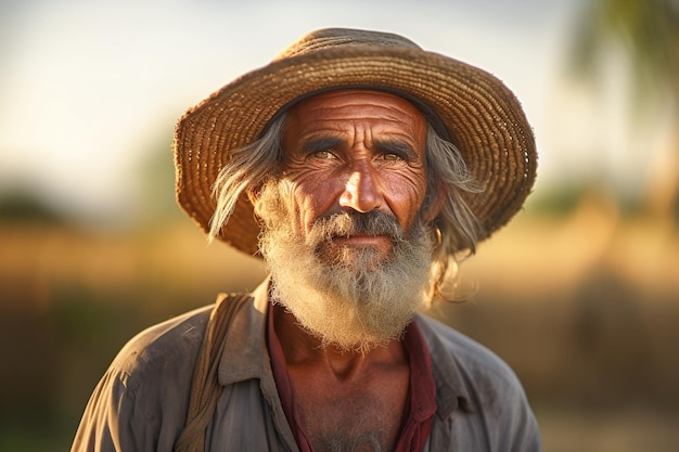 Un hombre con sombrero y barba.