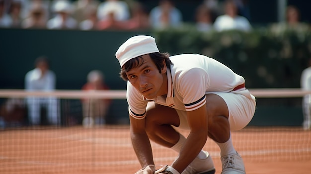 Un hombre con un sombrero blanco.