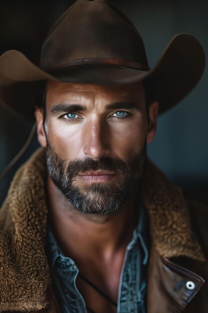 Un hombre con un sombrero y una chaqueta de vaquero