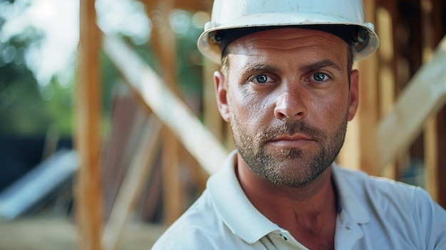 Foto un hombre con un sombrero que dice que está usando un sombreiro azul generado por ai