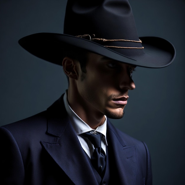 Hombre con sombrero de vaquero al estilo de René Magritte
