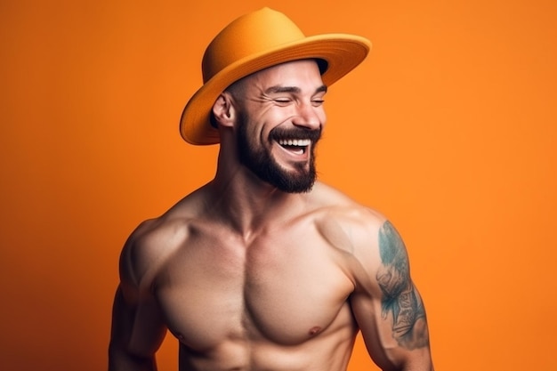 Un hombre con sombrero de vaquero sonríe y sonríe.