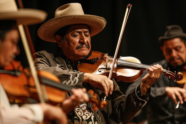 Foto un hombre con un sombrero de vaquero tocando el violín