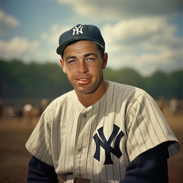 Foto un hombre con un sombrero de los yankees de nueva york