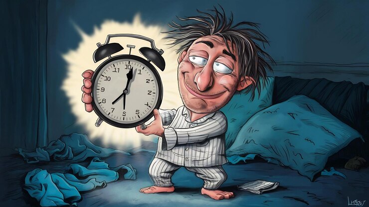 Foto hombre somnoliento con el despertador