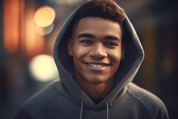 Hombre sonriente afroamericano Estudiante modelo Generar Ai
