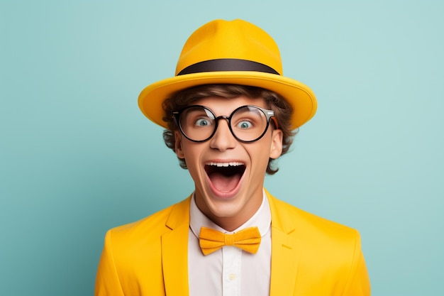 Foto hombre sonriente y alegre mostrando una lengua