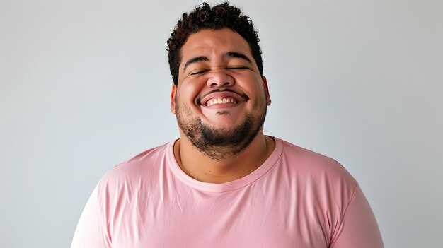 Hombre sonriente con un atuendo rosa casual posando para una toma sincera Retrato e imágenes de estilo de vida con un ambiente positivo Ideal para la publicidad diversa AI