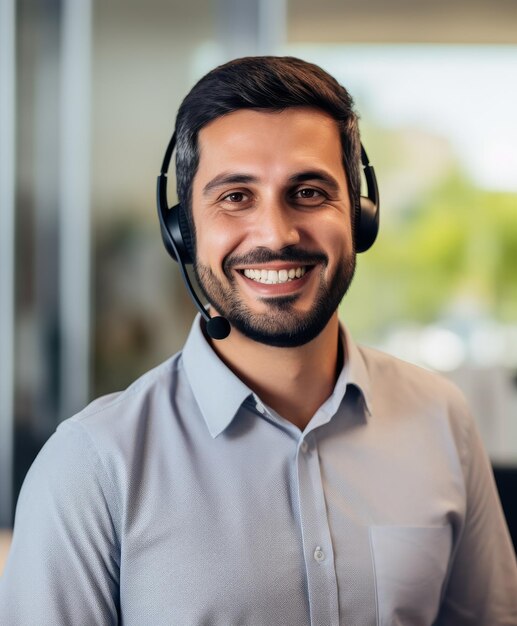 Hombre sonriente con auriculares