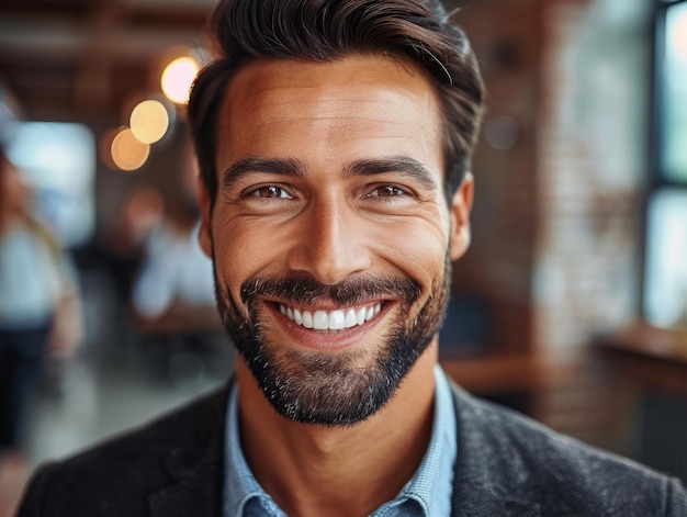 Hombre sonriente con barba