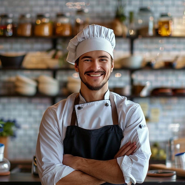 Un hombre sonriente con los brazos cruzados delante