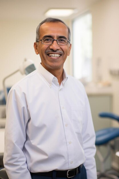 Foto un hombre sonriente con gafas y una sonrisa en la cara