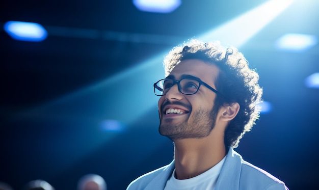 Hombre sonriente con gafas