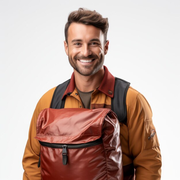 Foto hombre sonriente con mochila